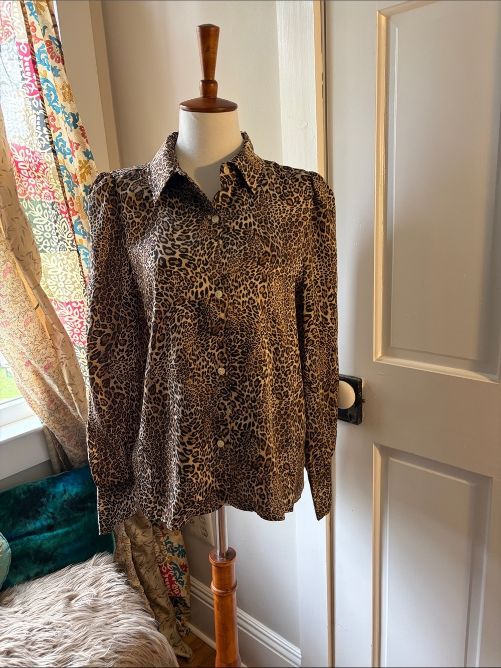 Rouje Leopard Print Button-Down Blouse